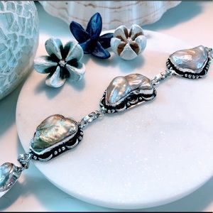 Biwa Pearl 925 Silver Bracelet Size 8”